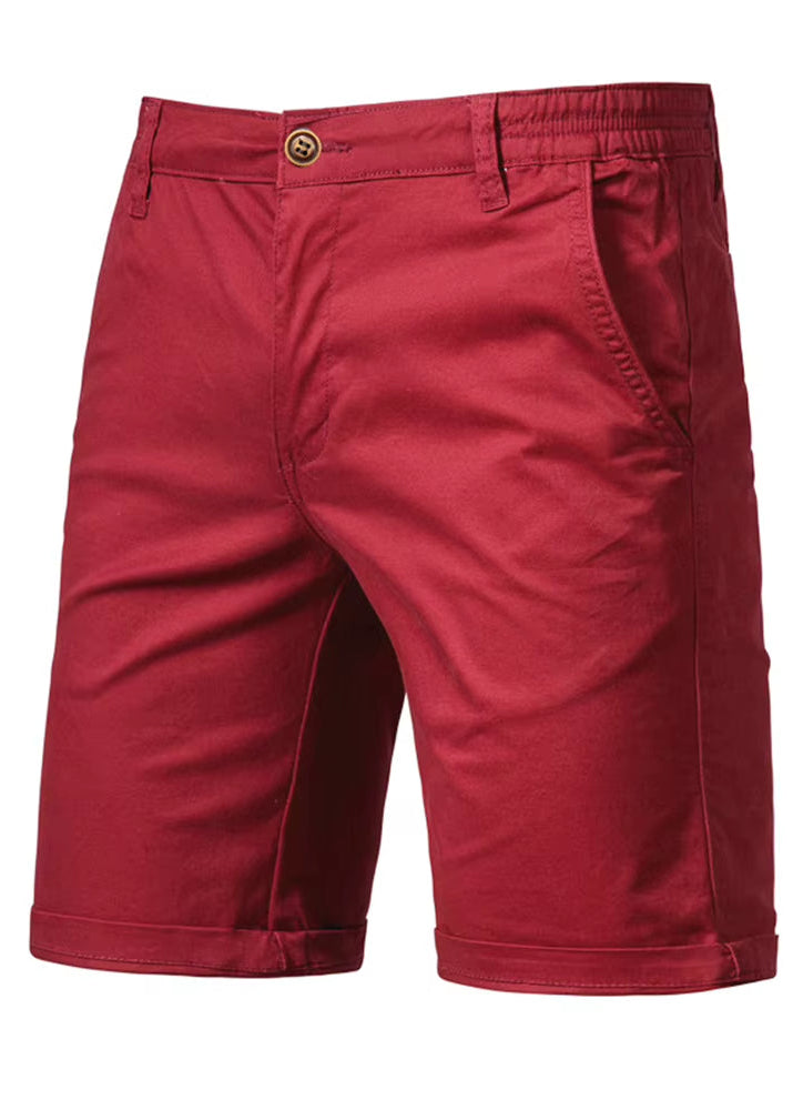 Summer 100% Cotton Solid Shorts Men High Quality Casual Business Social Elastic Waist Men Shorts 10 Colors Beach Shorts