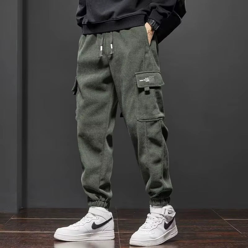 Spring Autumn New Style Elastic Waist Casual Pants for Men Stretch Straight Drawstring Harem Jogging Sports Long Pants Male