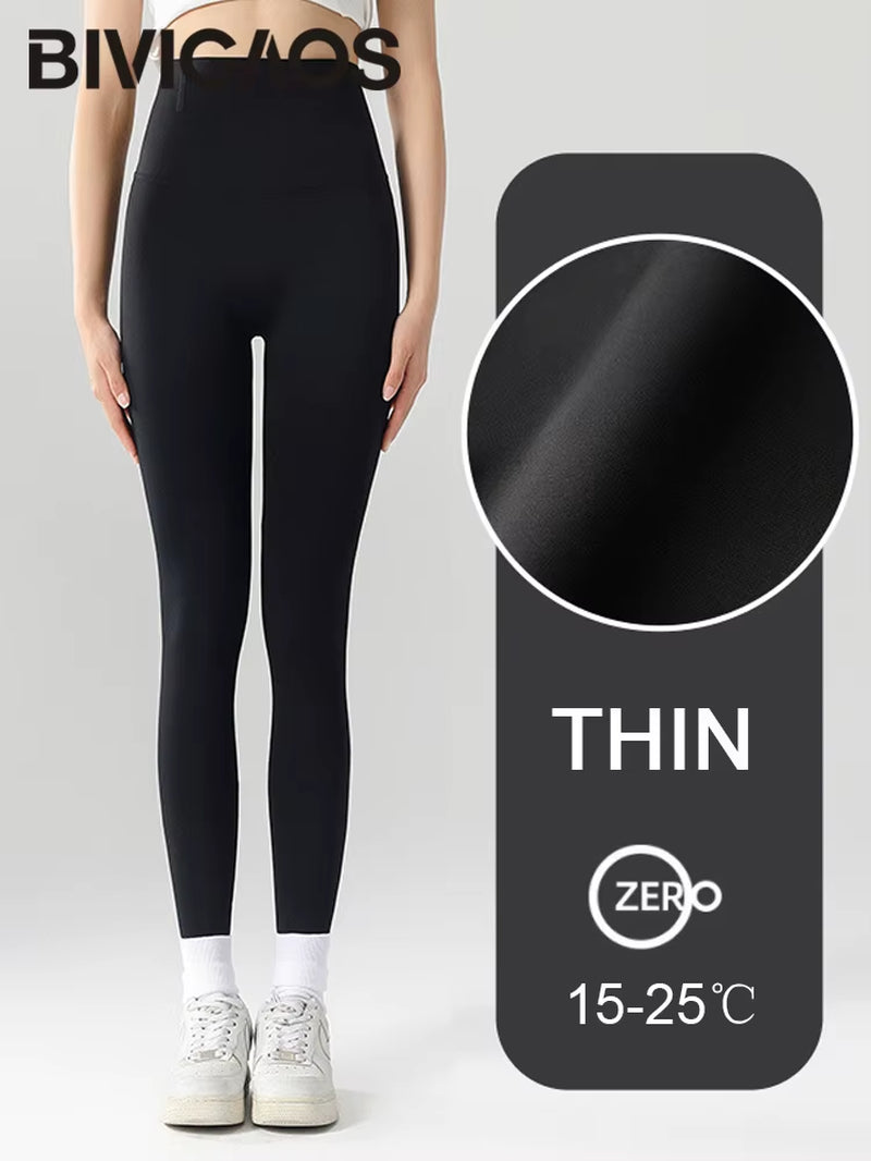 Autumn Winter High Waist Shark Leggings Women'S Seamless Fleece Warm Leggings Slim Thin Casual Sports Fitness Leggings