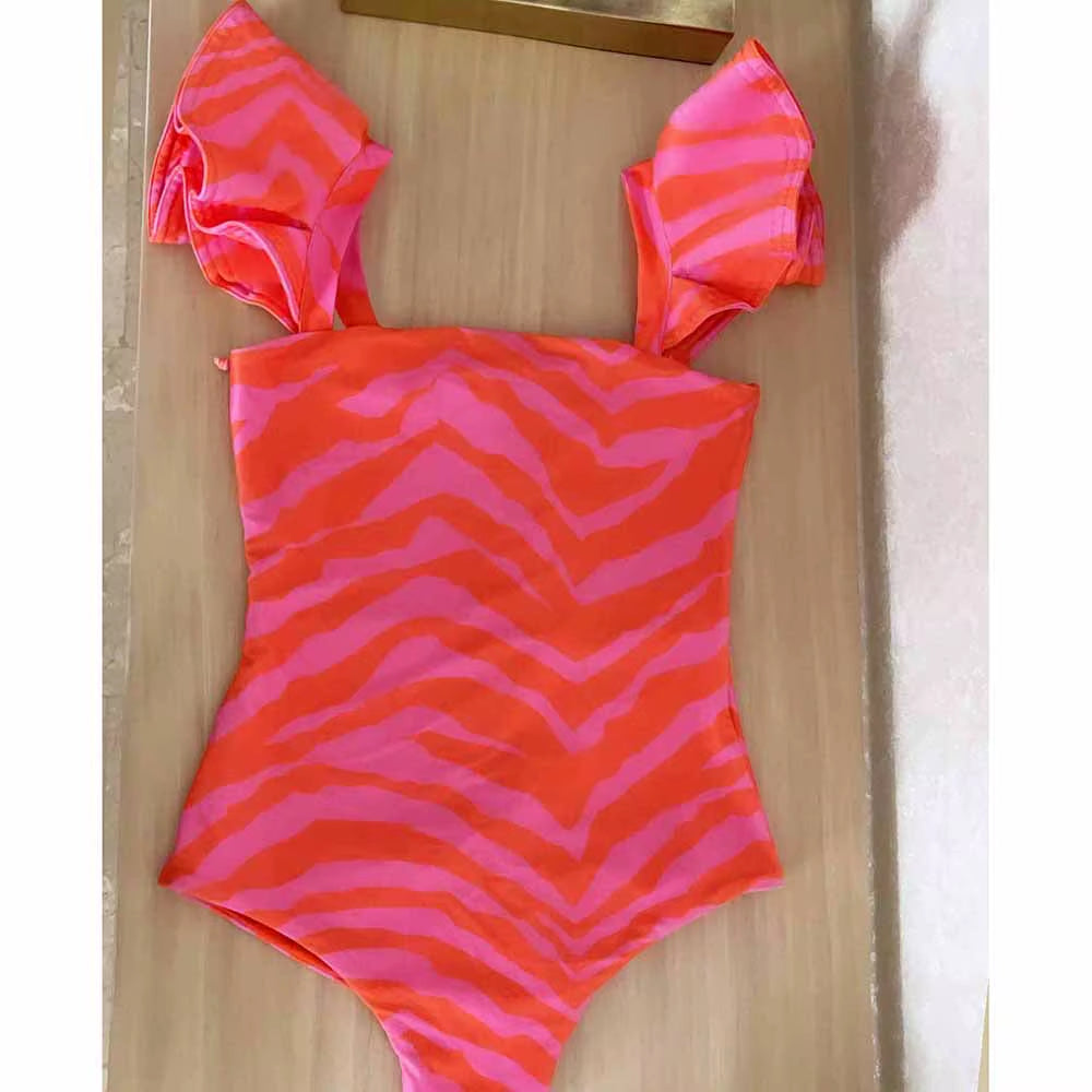 One Piece Swimsuit New Cute Swimwear Women Bow Swimwear Hollow Out Bathing Suit Back Crisscross Monokini Swim