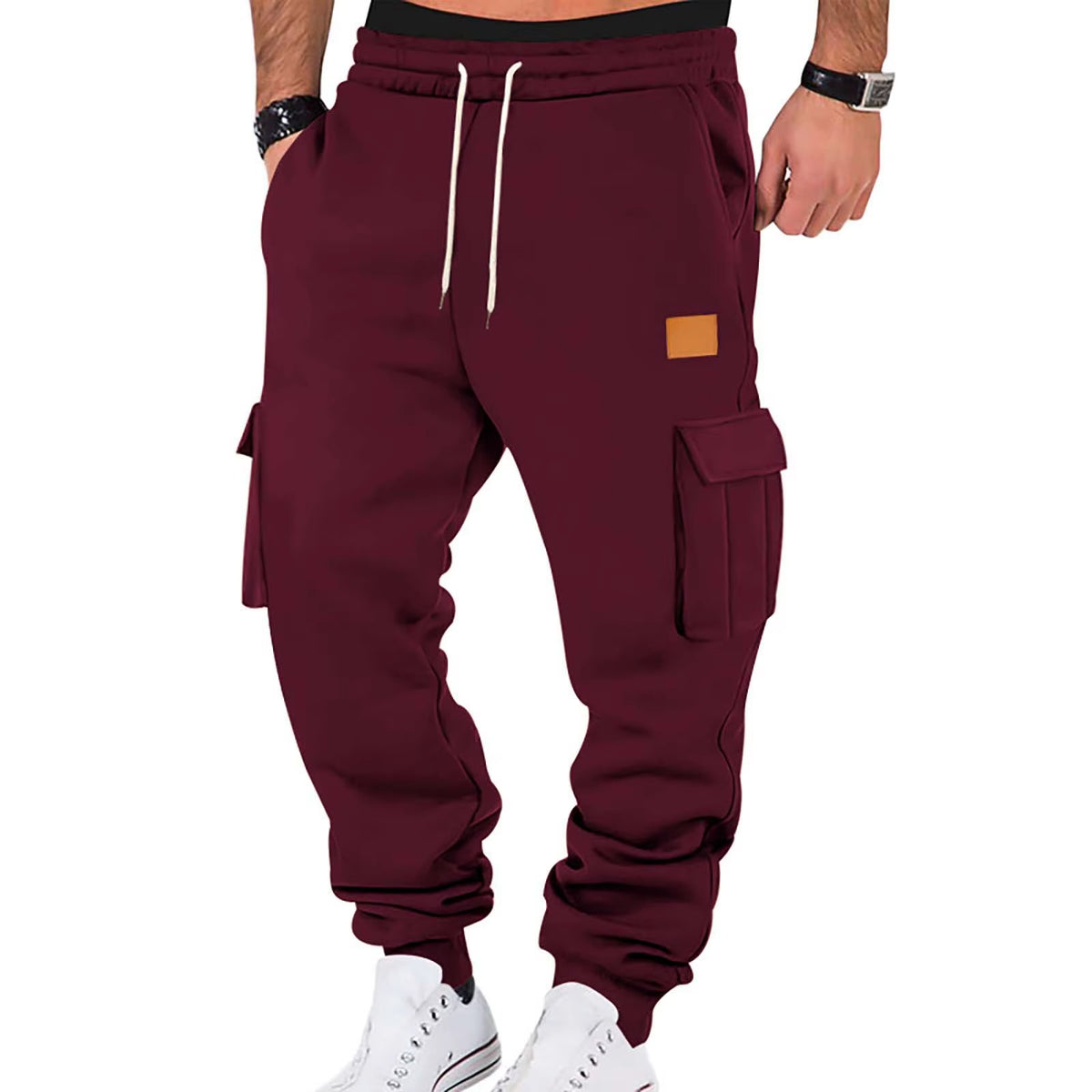 Men'S Cargo Pants 2025 New Casual Loose Autumn Winter Straight Baggy Pants Multi-Pockets Solid Color Pinting Sweatpants ﻿