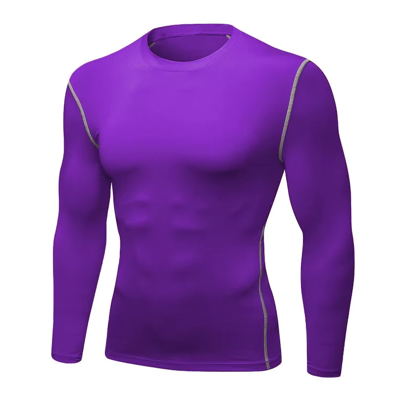 1Pcs Men'S Long-Sleeved Thermal Underwear Male Thin Tight Fitting Fast Dry Elastic Fitness Tops Man Autumn Winter Sprots Wear