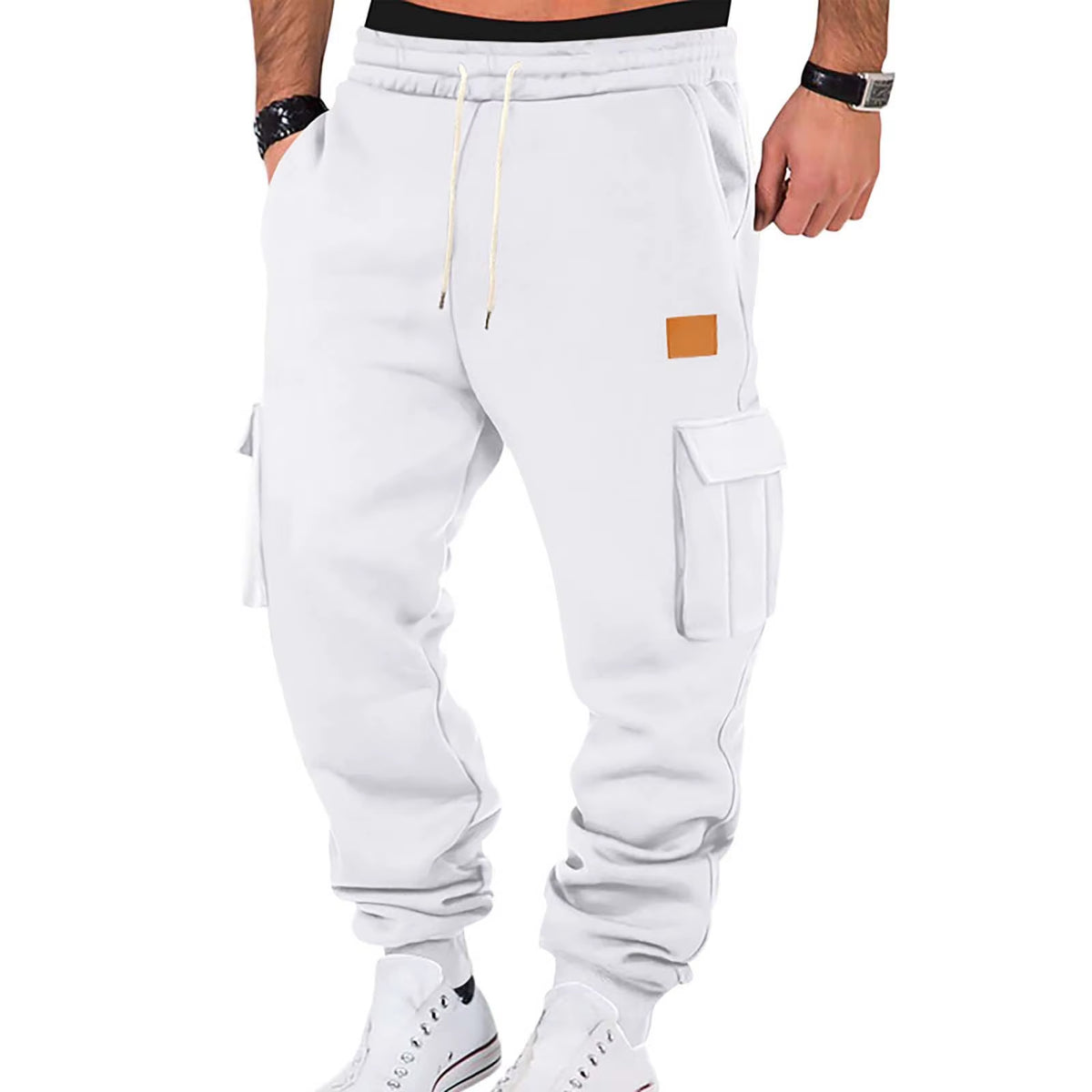 Men'S Cargo Pants 2025 New Casual Loose Autumn Winter Straight Baggy Pants Multi-Pockets Solid Color Pinting Sweatpants ﻿