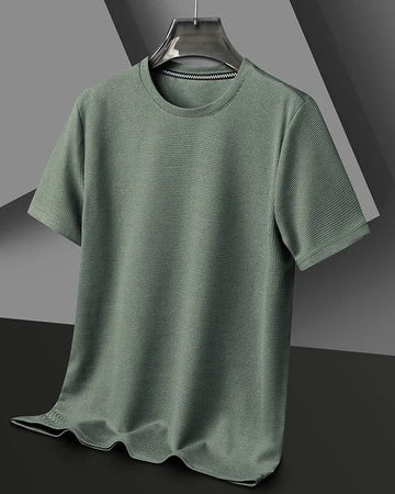 New Summer Waffle round Neck Short Sleeved T-Shirt for Men'S Short Sleeved Top