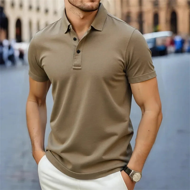 2026 New Men'S Casual and Fashionable Simple Collared Short Sleeved Polo Shirt Summer Comfortable Breathable and Versatile Top