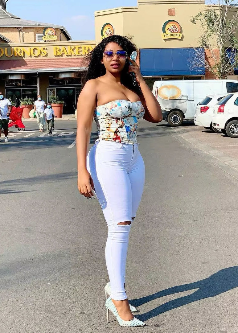 2023 Spring New Women'S White High Waist Ripped Jeans Fashion Slim Stretch Denim Pencil Pants Casual Female Clothing S-3XL