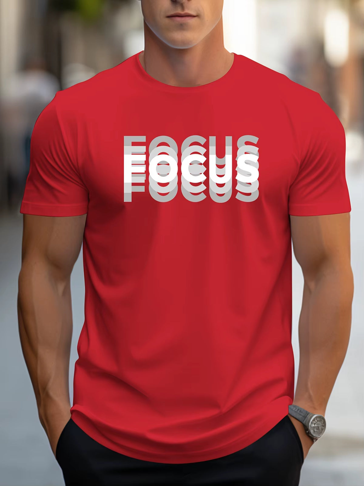 Men'S 100% Cotton Casual Sports Loose Oversized Focus Print round Neck Short Sleeved T-Shirt Top