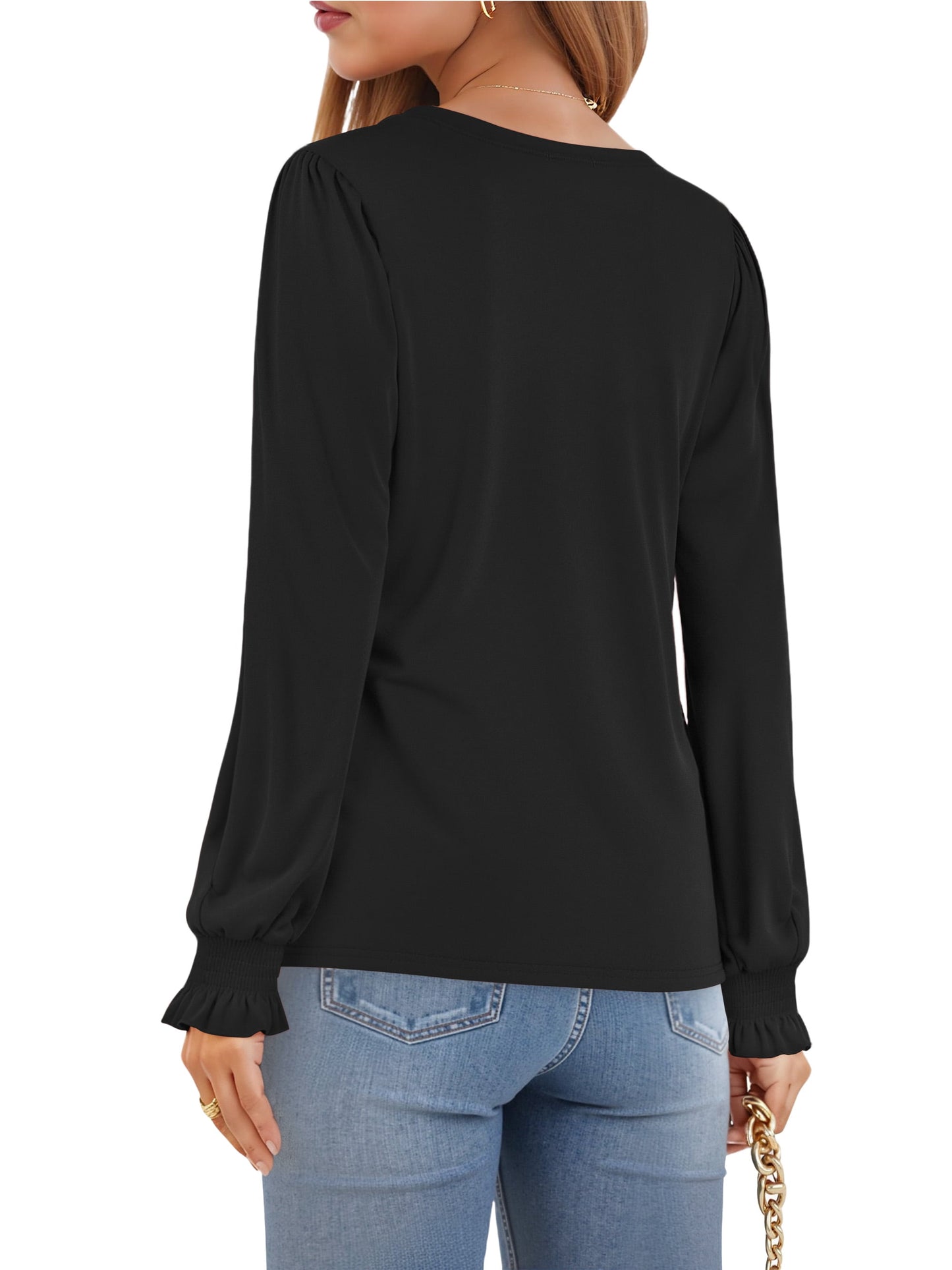 Blouses for Women Dressy Puff Sleeve Tunic Tops Casual Fall Shirts