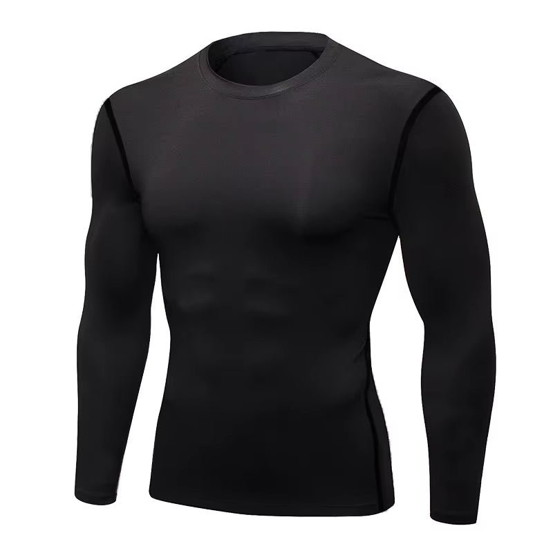 1Pcs Men'S Long-Sleeved Thermal Underwear Male Thin Tight Fitting Fast Dry Elastic Fitness Tops Man Autumn Winter Sprots Wear
