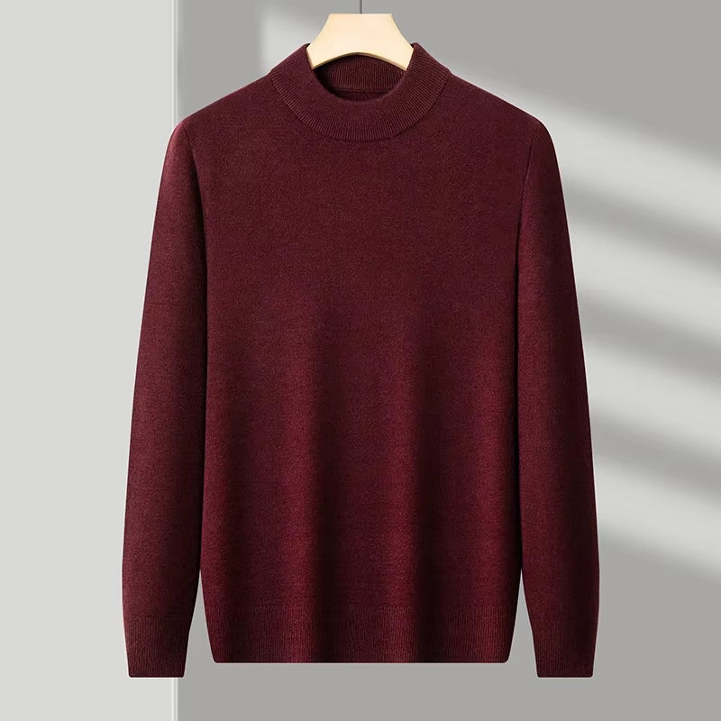 Half Turtleneck Knitwear Sweater New Autumn/Winter Mock Neck Sweatshirts Solid Color Pullovers Man Brand Casual Mens Clothing
