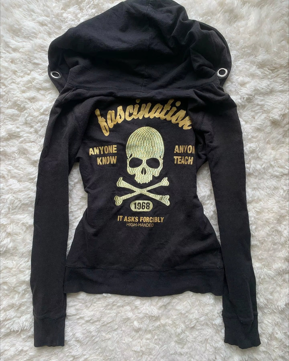 Y2K Retro Zipper Hoodies Women Harajuku Sexy Slim Fit Sweatshirt Autumn Skull Graphic Embroidery Hooded Jacket Gothic Clothing