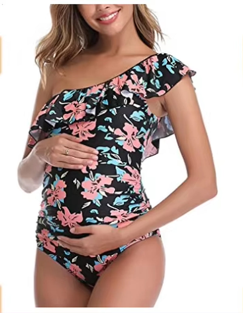 2023 Maternity Swimwear One Piece Swimsuit Beachwear Solid Summer Swimwear Women