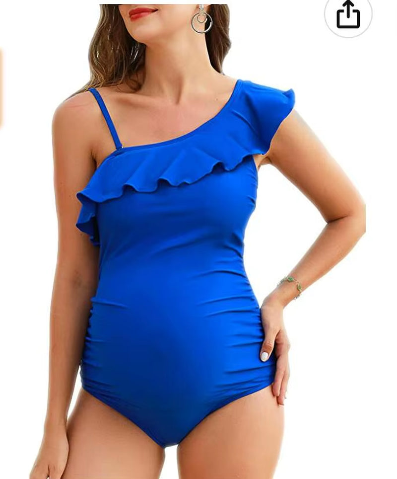 2023 Maternity Swimwear One Piece Swimsuit Beachwear Solid Summer Swimwear Women