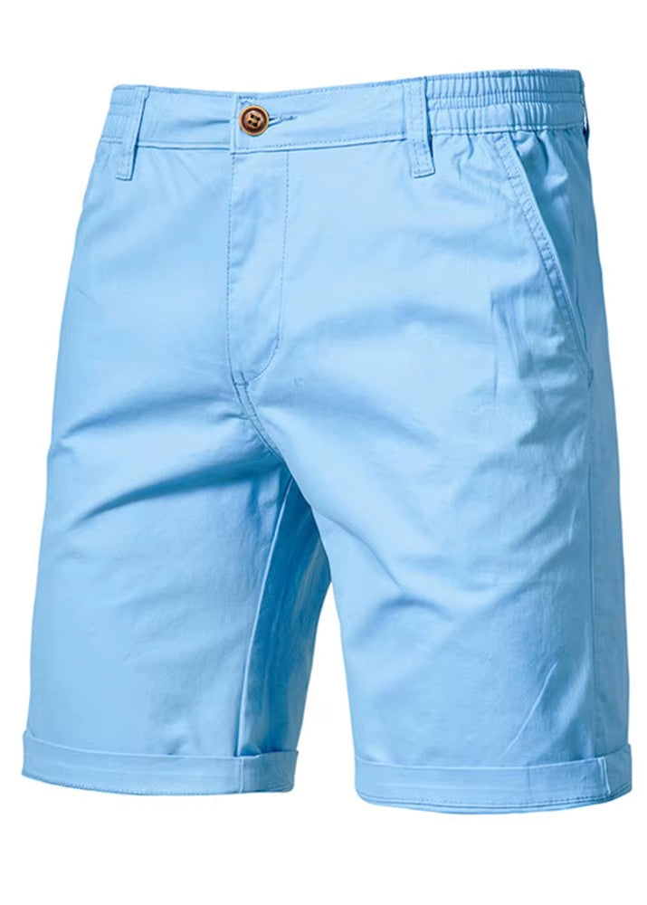 Summer 100% Cotton Solid Shorts Men High Quality Casual Business Social Elastic Waist Men Shorts 10 Colors Beach Shorts