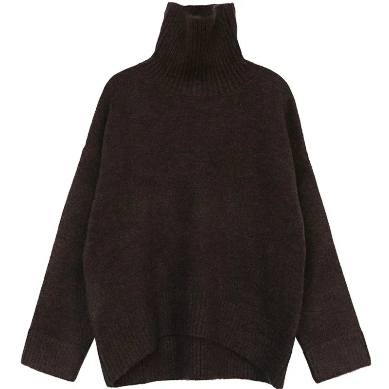 Korean Women'S Sweater Loose Turtleneck Sweaters Warm Solid Pullover Knitwear Basic Female Tops Autumn Winter 2022