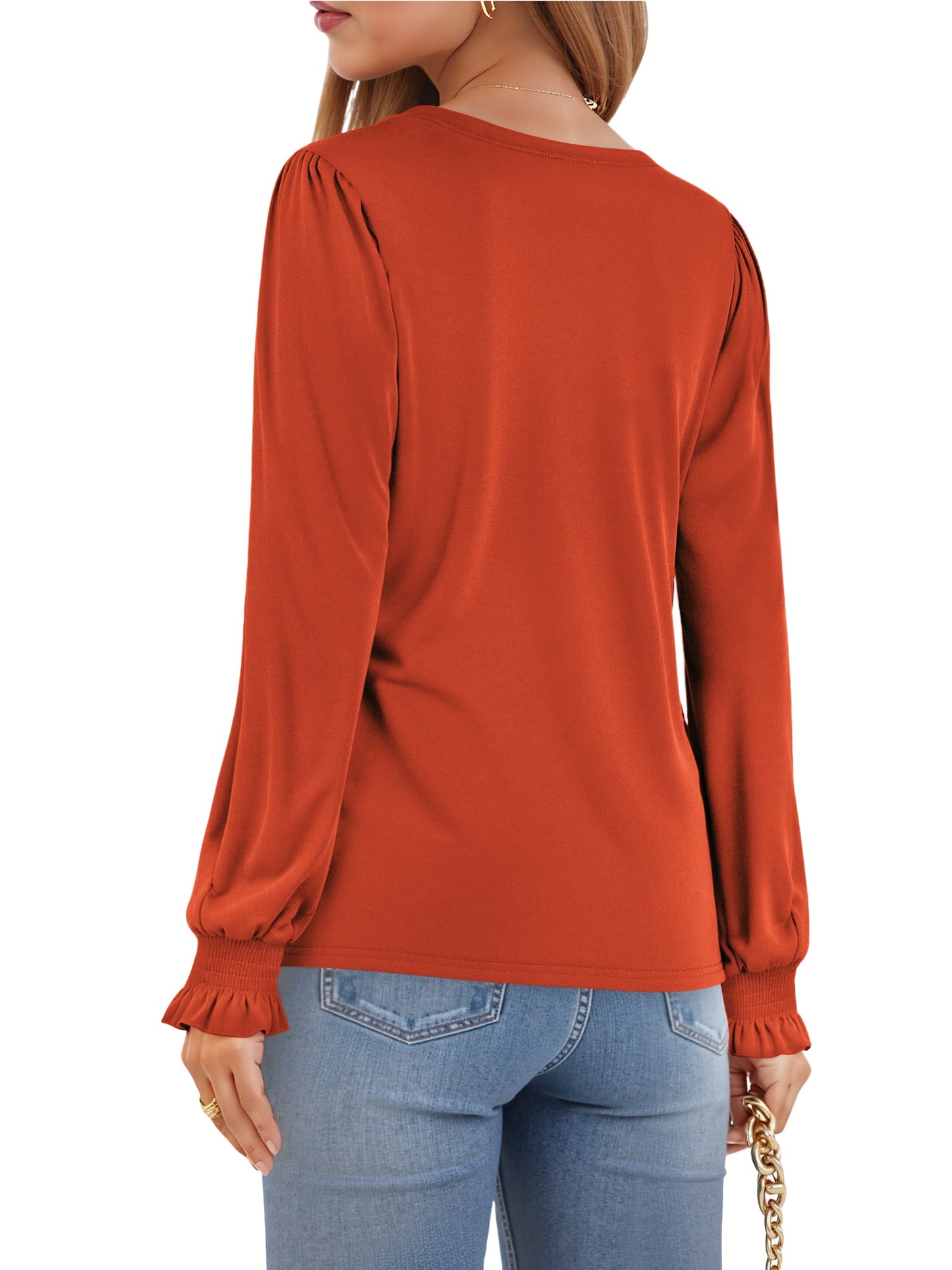 Blouses for Women Dressy Puff Sleeve Tunic Tops Casual Fall Shirts
