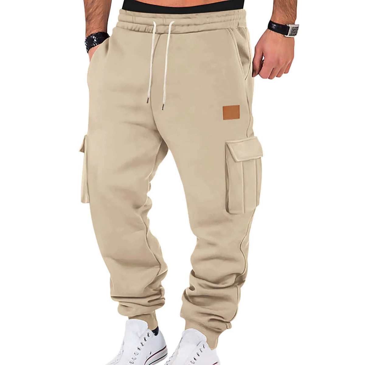 Men'S Cargo Pants 2025 New Casual Loose Autumn Winter Straight Baggy Pants Multi-Pockets Solid Color Pinting Sweatpants ﻿