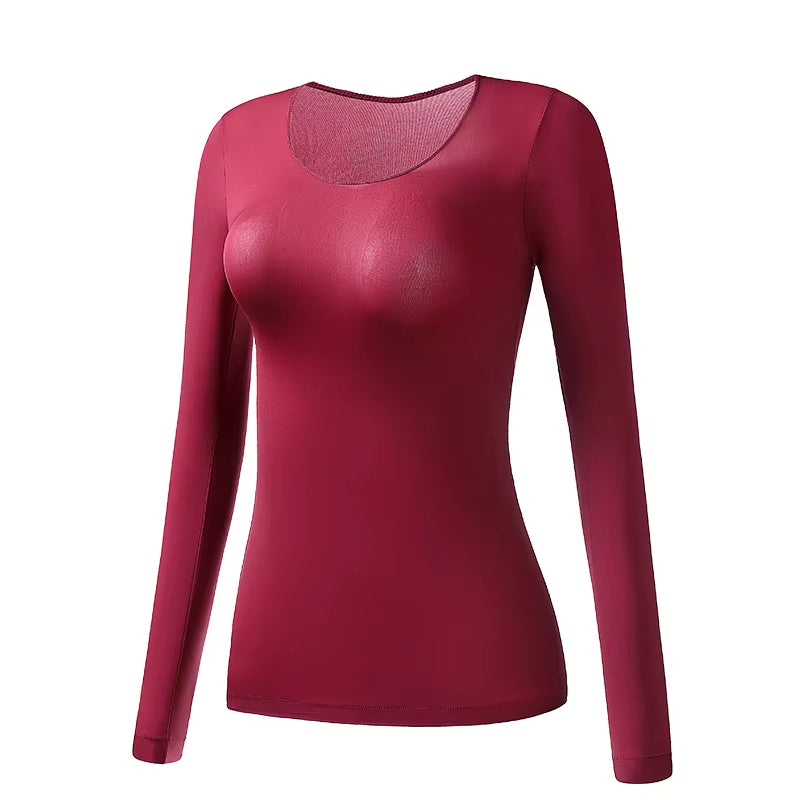 Women'S Thermal Underwear Autumn Winter Bottoming Shirt Long-Sleeved T-Shirt Thin Thermal Top Second Women'S Thermal Skin L-XL