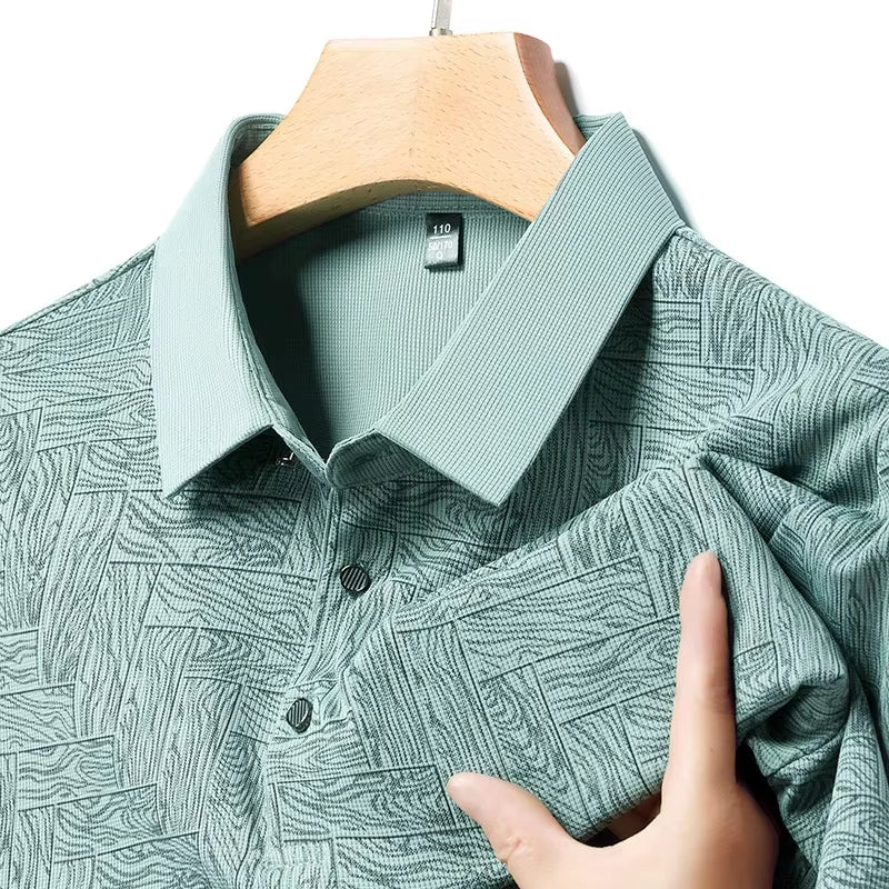 2024 Summer New Men'S Business Print Short Sleeved POLO Shirt Comfortable and Cool Casual Fashion T-Shirt