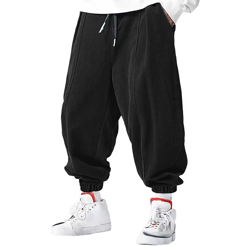 Fall Men'S Casual Loose Drawstring Pants - Fashion High-End Hip-Hop Style Premium Corduroy - Trendy Cuffed Pants