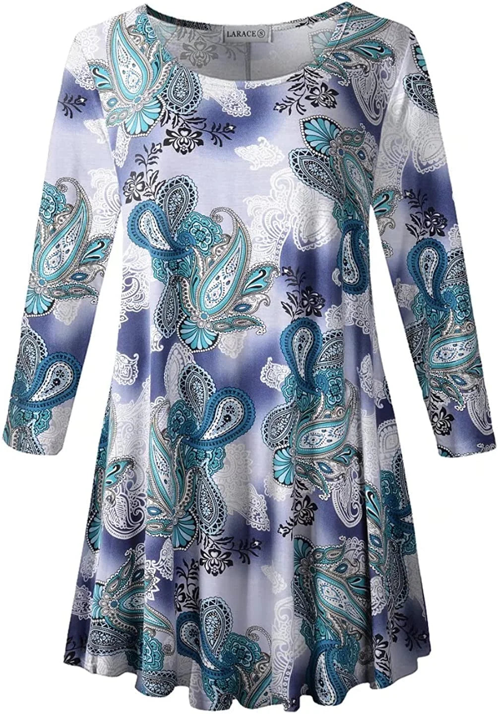 3/4 Sleeve Shirts for Women plus Size Tunic Dressy Top Loose Fit Flare T-Shirt A-Green03 1X
