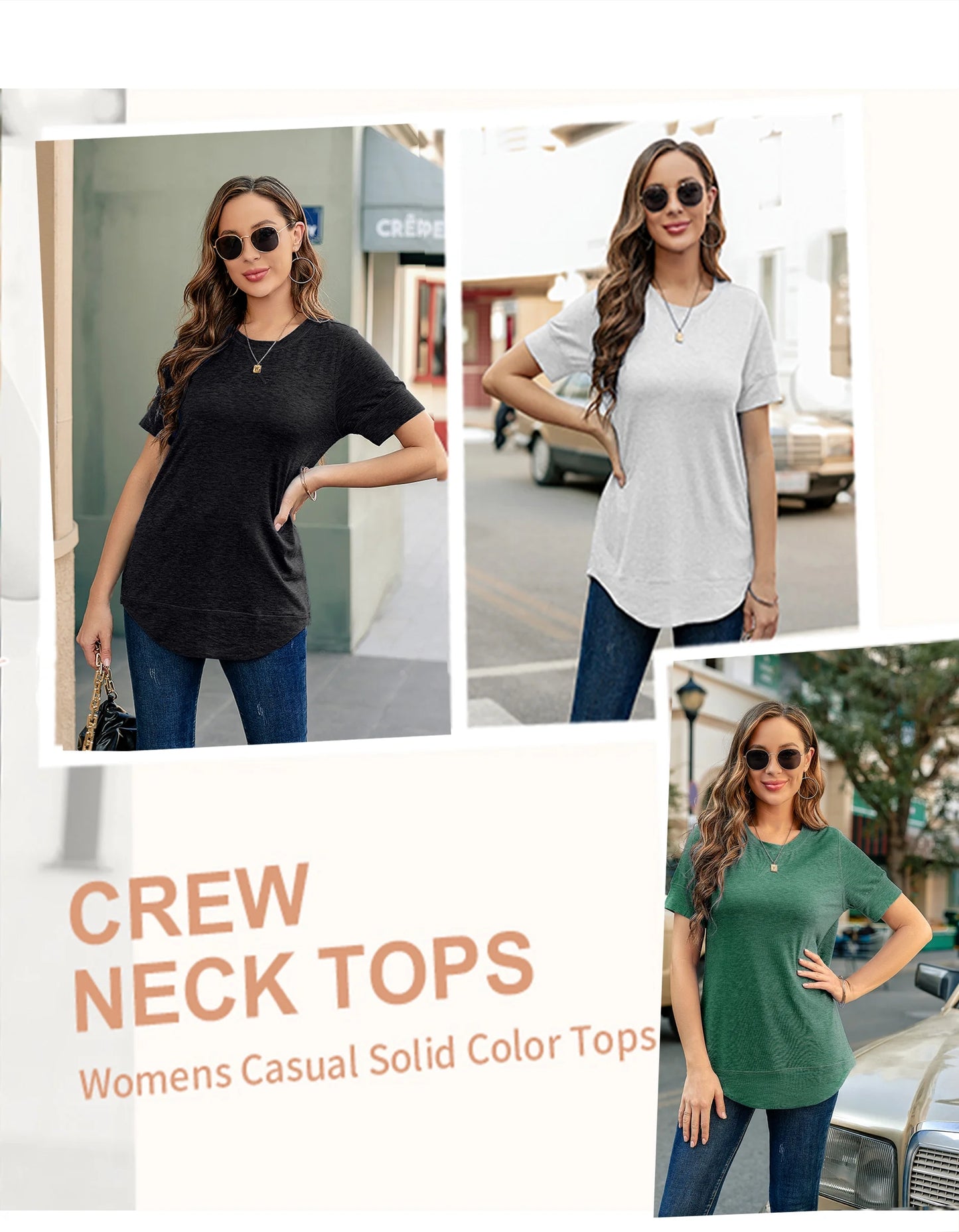 Summer Short Sleeve T-Shirts for Women Fashion Trendy Loose Cute Tunic Casual Crew Neck Tops White Blouse Size L