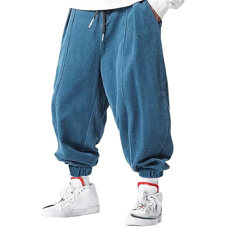 Fall Men'S Casual Loose Drawstring Pants - Fashion High-End Hip-Hop Style Premium Corduroy - Trendy Cuffed Pants