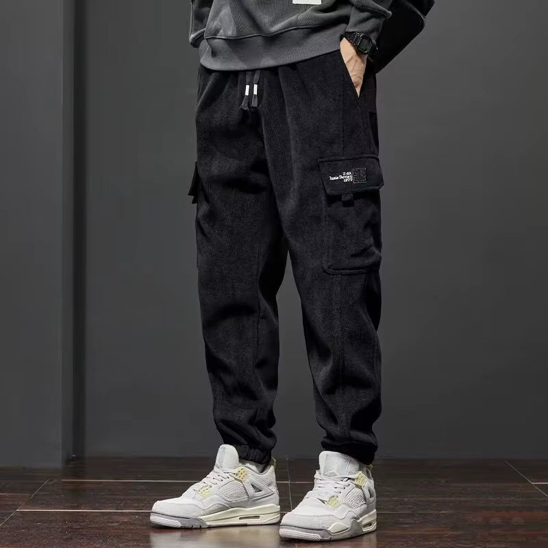 Spring Autumn New Style Elastic Waist Casual Pants for Men Stretch Straight Drawstring Harem Jogging Sports Long Pants Male