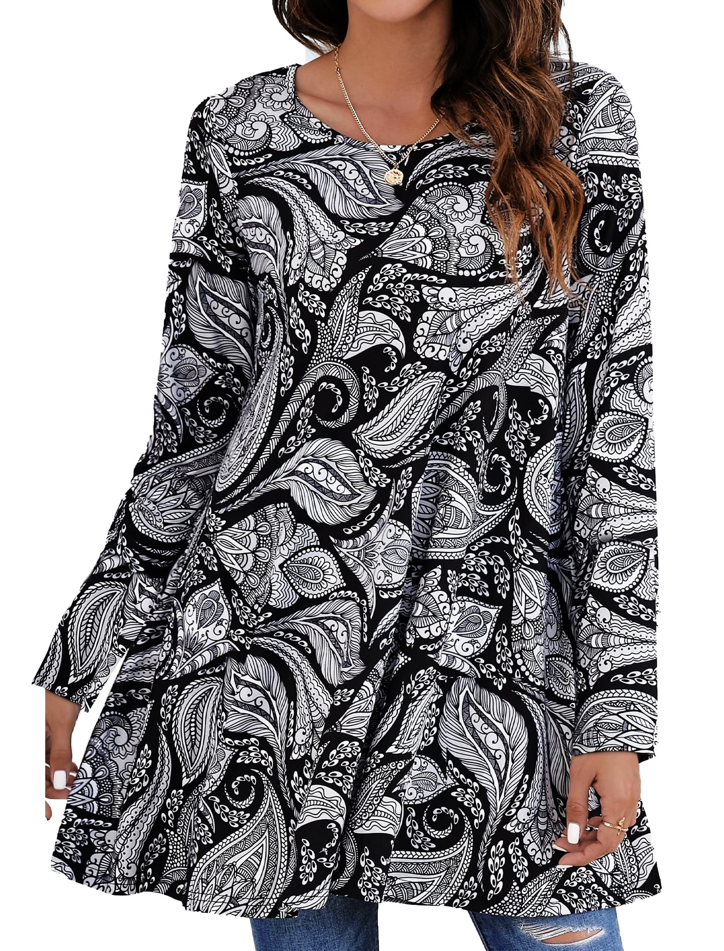 Womens plus Size Tops Casual Long Sleeve Shirts Dressy Tunic Tops Fall Loose Blouses