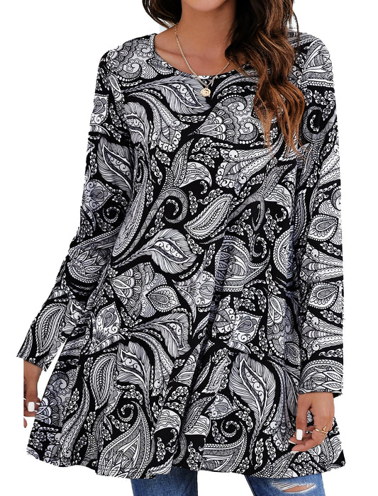 Womens plus Size Tops Casual Long Sleeve Shirts Dressy Tunic Tops Fall Loose Blouses