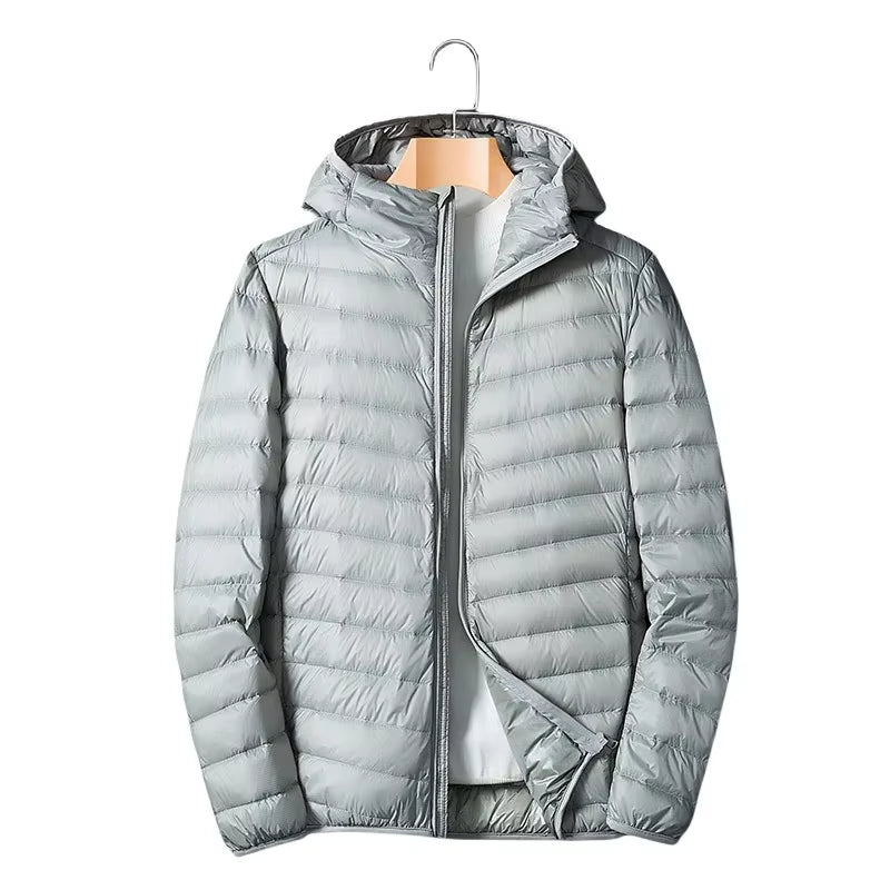UETEEY Autumn Winter down Jacket Men Ultra Light Windproof Waterproof anti Fouling Anti-Oil White Duck Portable Hooded Coat Male
