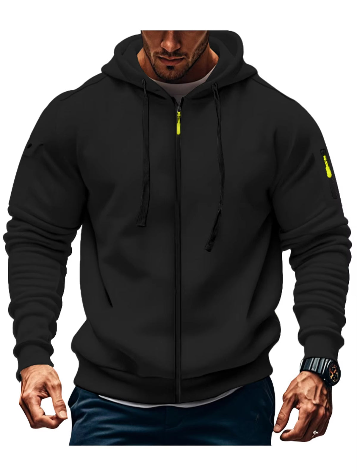 Men'S Autumn Winter New Hoodies Long Sleeve Sweatshirt Zipper Design Hooded Sweatshirt for Men Sportswear Slim Fit Casual Jacket