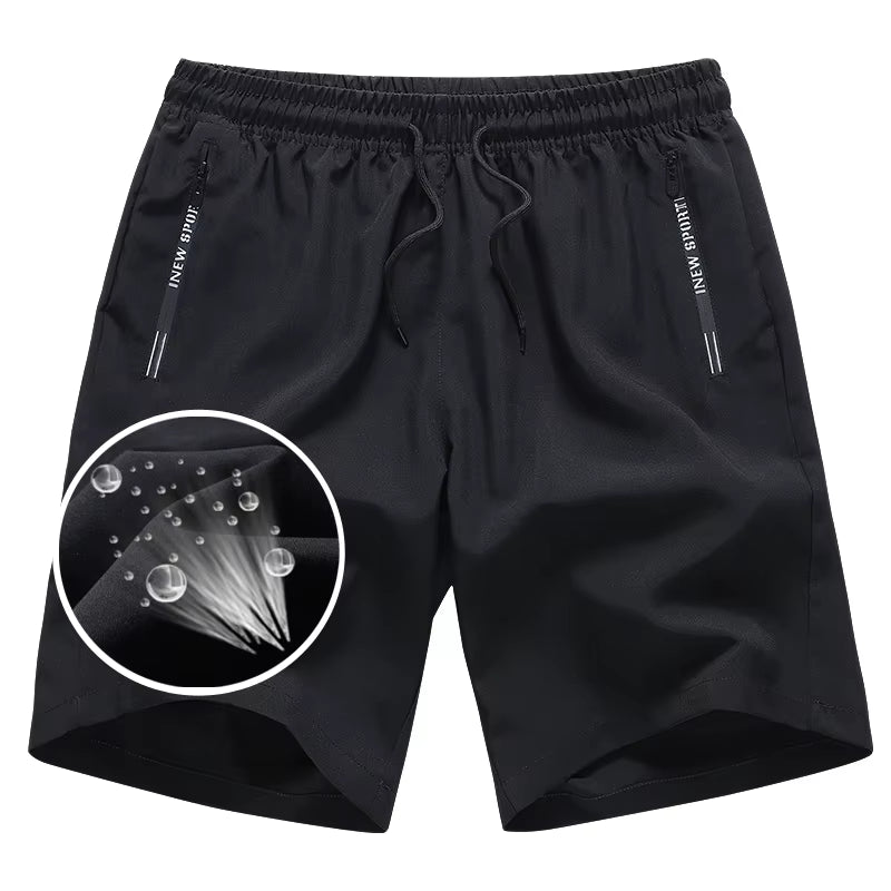 Newest Summer Shorts Men Gym Sport Running Fitness Workout Man Short Pants Breathable Quick-Drying Drawstring Men'S Shorts Black