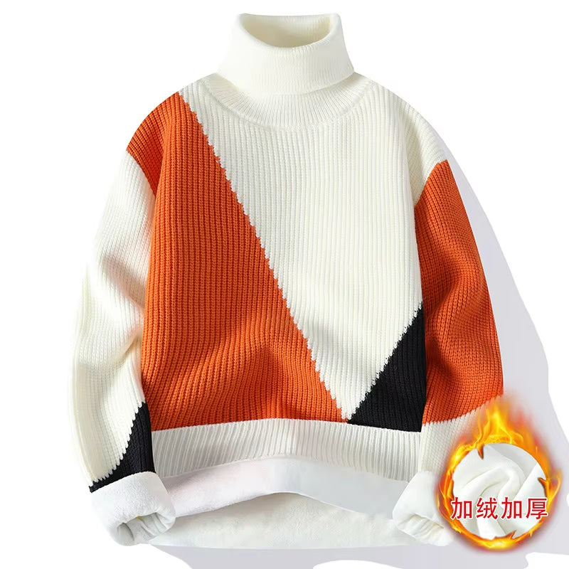New Winter Men Fleece Warm Turtlenecks Sweaters Man Knitted Loose Casual Pullovers Good Quality Male Winter Sweaters Size 4XL