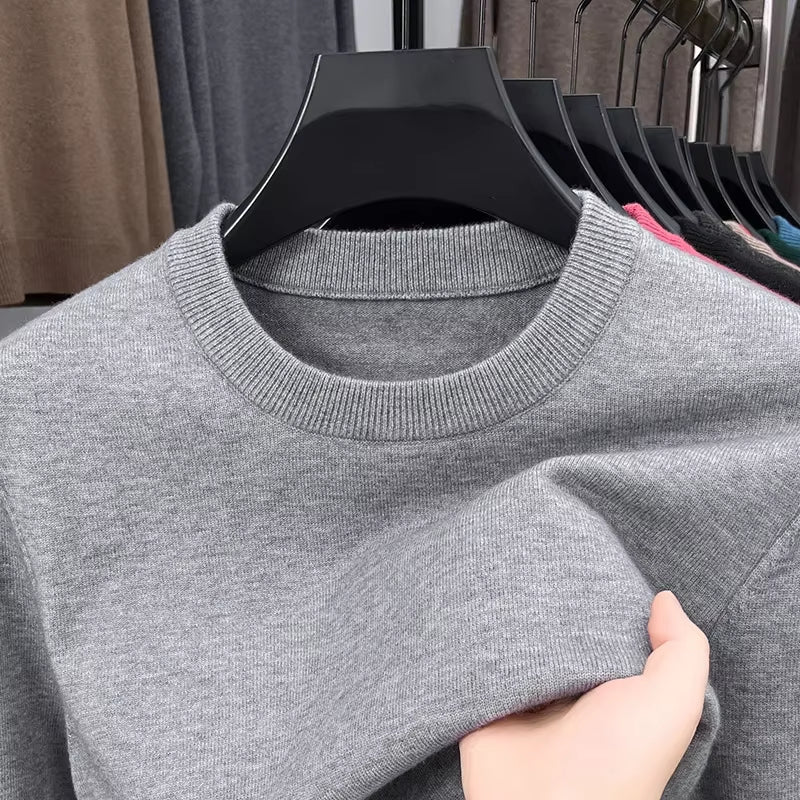 2025 New Men'S Casual Sweater round Neck Long Sleeve Knitted Sweater Diamond Pattern Fashion Versatile Top