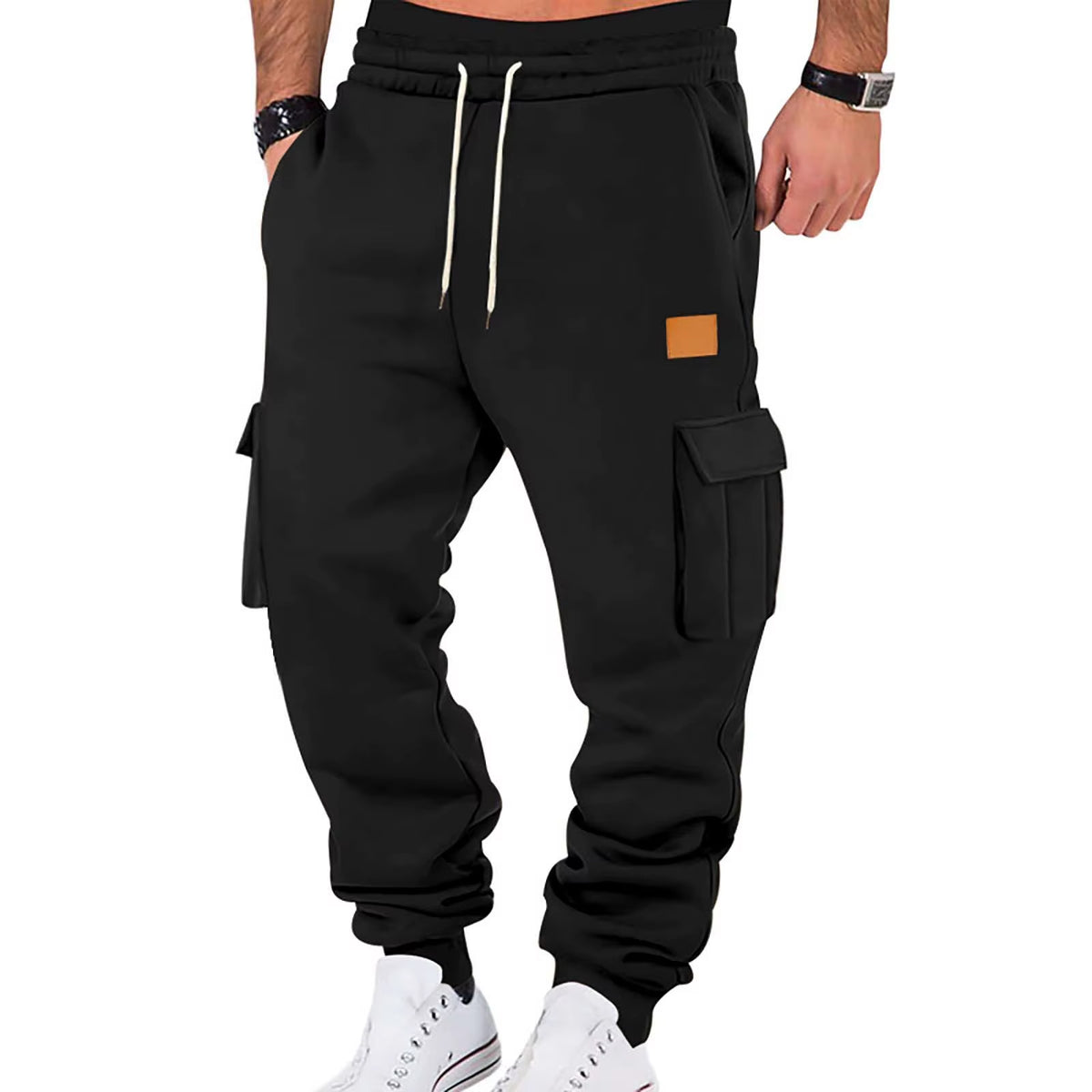 Men'S Cargo Pants 2025 New Casual Loose Autumn Winter Straight Baggy Pants Multi-Pockets Solid Color Pinting Sweatpants ﻿