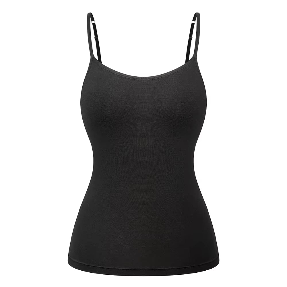 Women'S Cotton Camisole with Shelf Bra Adjustable Spaghetti Strap Tank Top Cami Tanks 2/3 Packs Shapewear Body Shaper