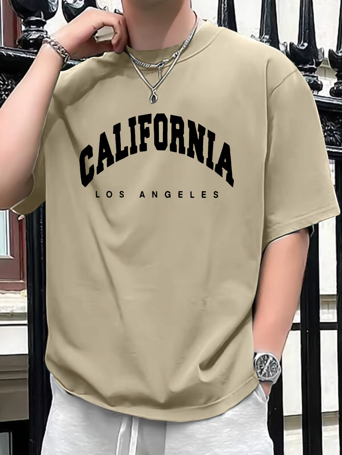 Summer Men'S 100% Pure Cotton Casual Loose Fit plus CALIFORNIA Printed Sports Comfortable round Neck Short Sleeved T-Shirt Top