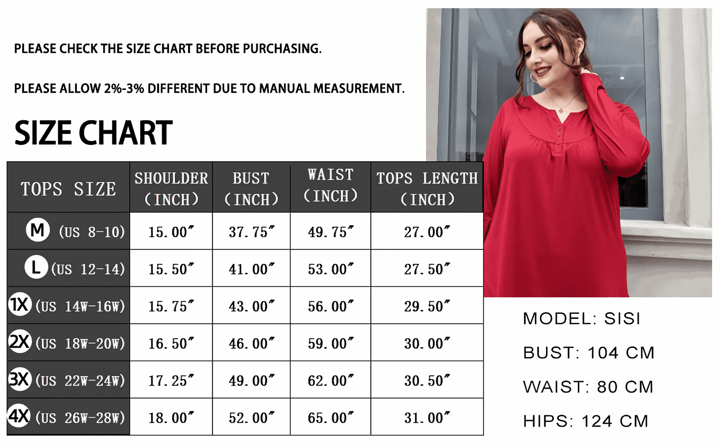 Women'S plus Size Tunic Tops Long Sleeve V Neck Casual Blouses M-4X