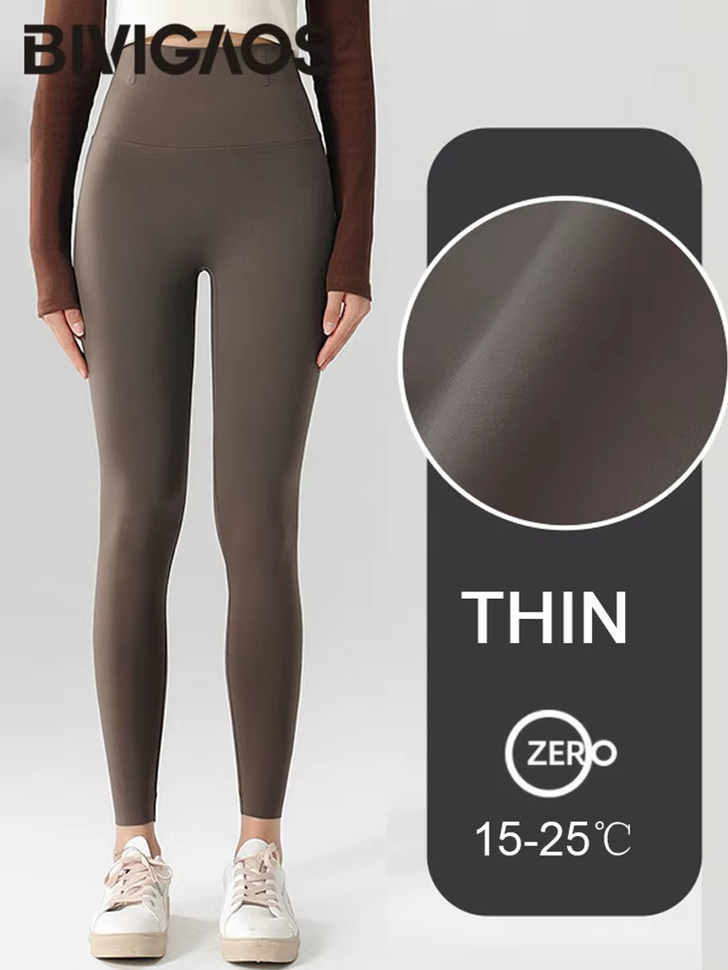 Autumn Winter High Waist Shark Leggings Women'S Seamless Fleece Warm Leggings Slim Thin Casual Sports Fitness Leggings