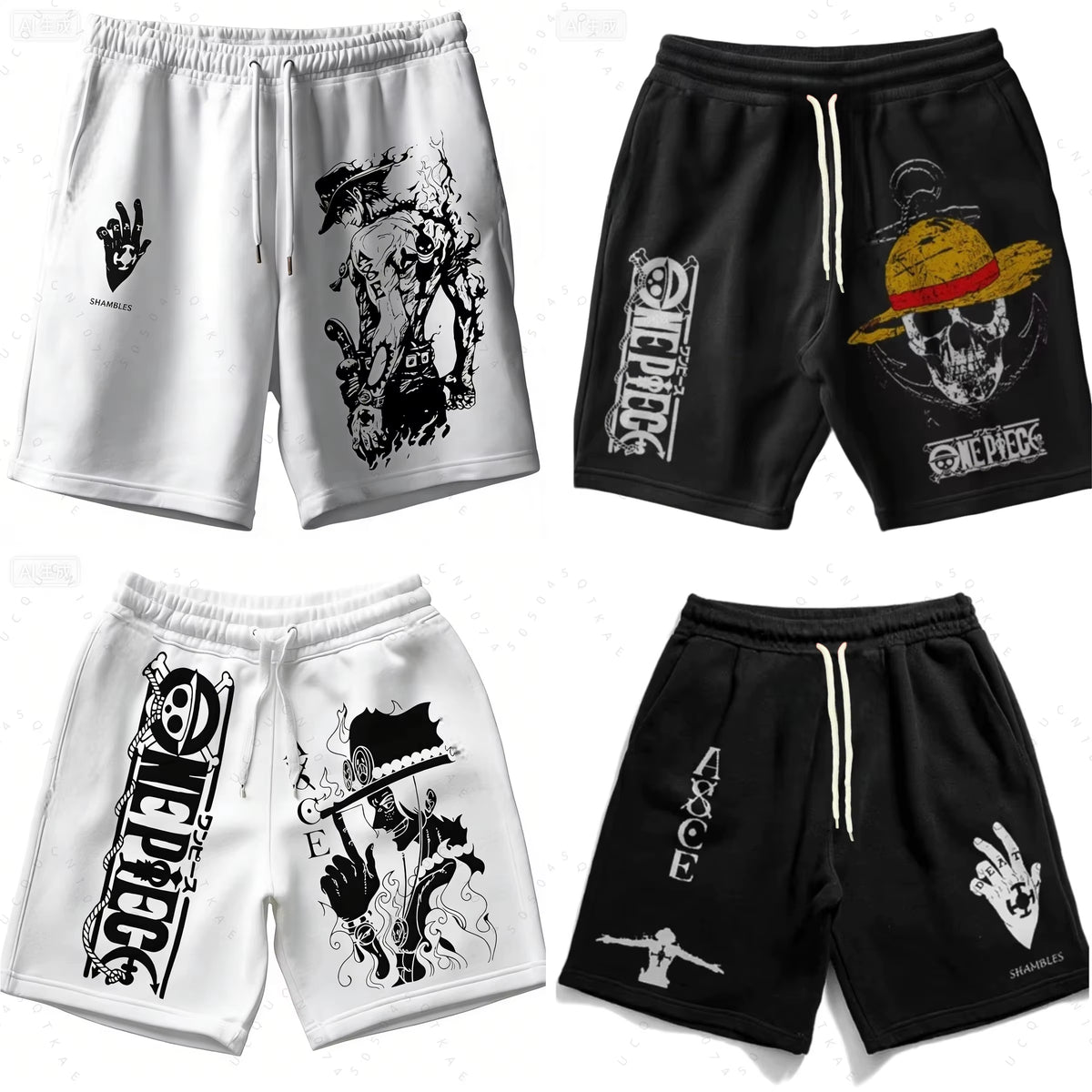 ONE PIECE Animation Luffy Sauron Peripheral Printed Shorts American Summer Men'S Daily Loose Sports Breathable Shorts