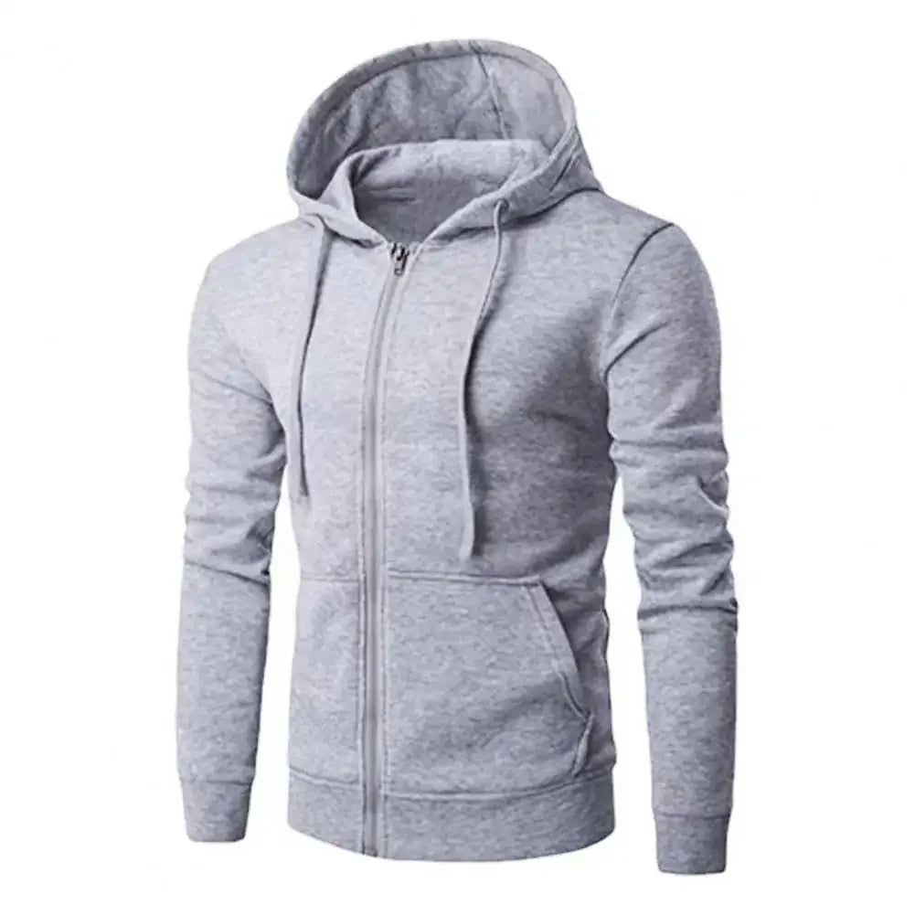 Men'S Fashion Fleece Loose Casual Zipper Hoodie Suitable for Spring and Autumn Wear