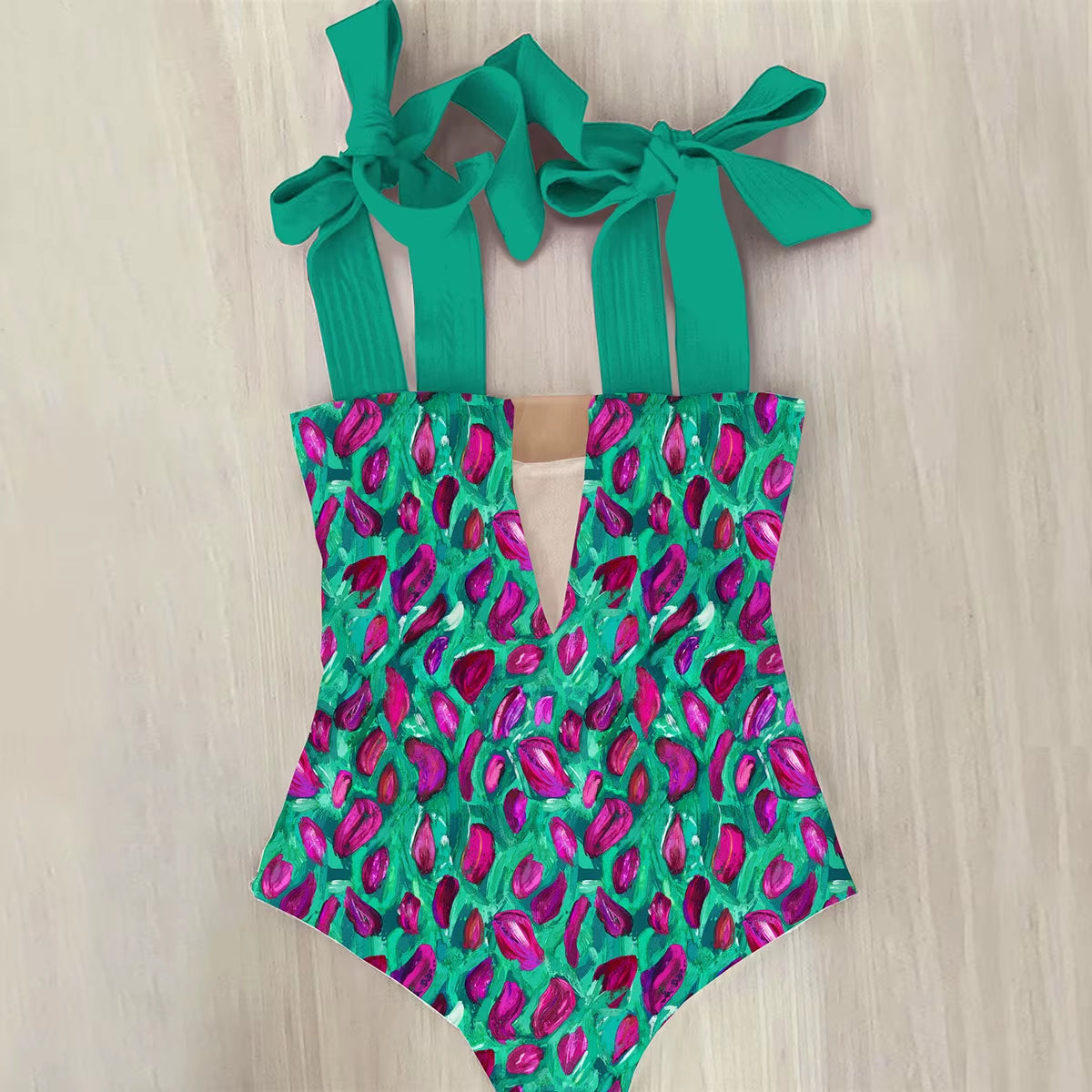 One Piece Swimsuit New Cute Swimwear Women Bow Swimwear Hollow Out Bathing Suit Back Crisscross Monokini Swim