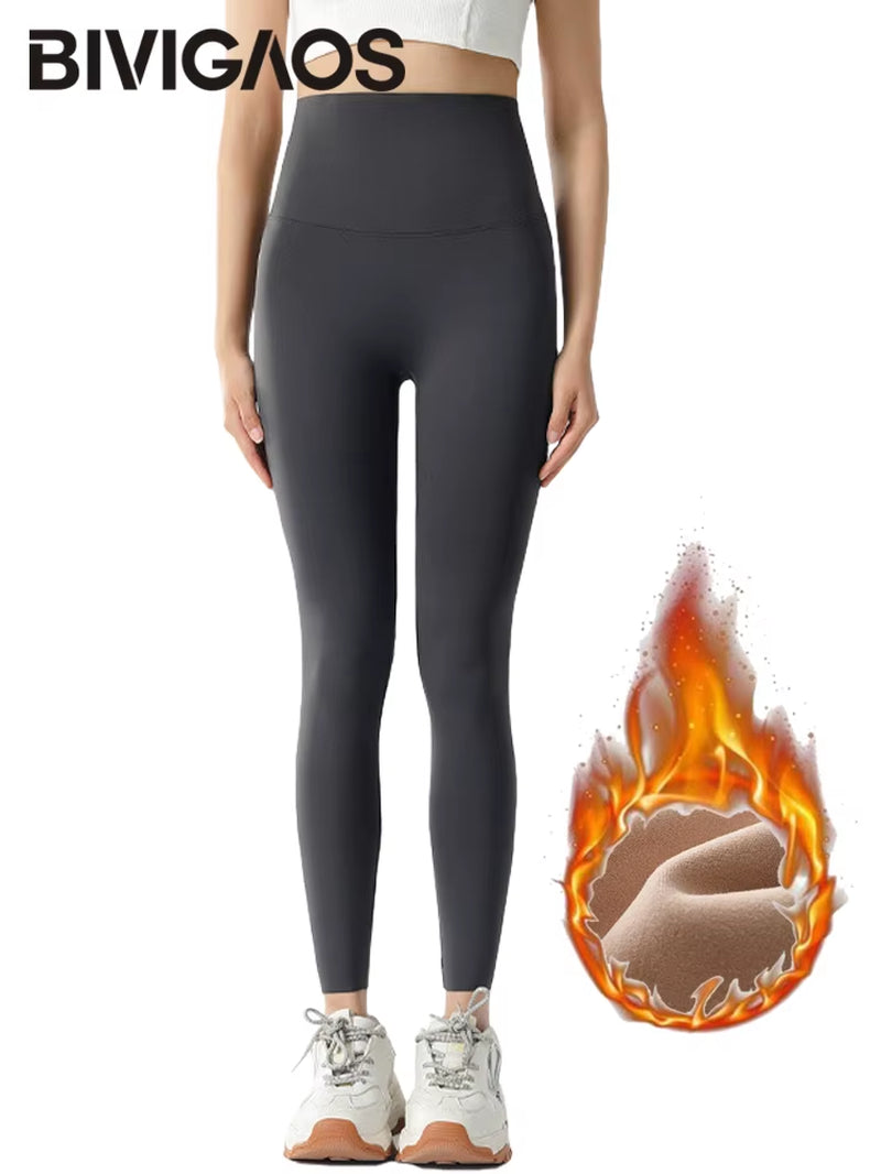 Autumn Winter High Waist Shark Leggings Women'S Seamless Fleece Warm Leggings Slim Thin Casual Sports Fitness Leggings