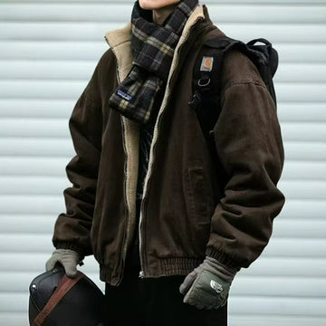 Japanese Vintage Menpolar Wool Jacket Winter High Quality Coat Thick Korean Streetwear Loose Couple Fashionable Male Warm Jacket