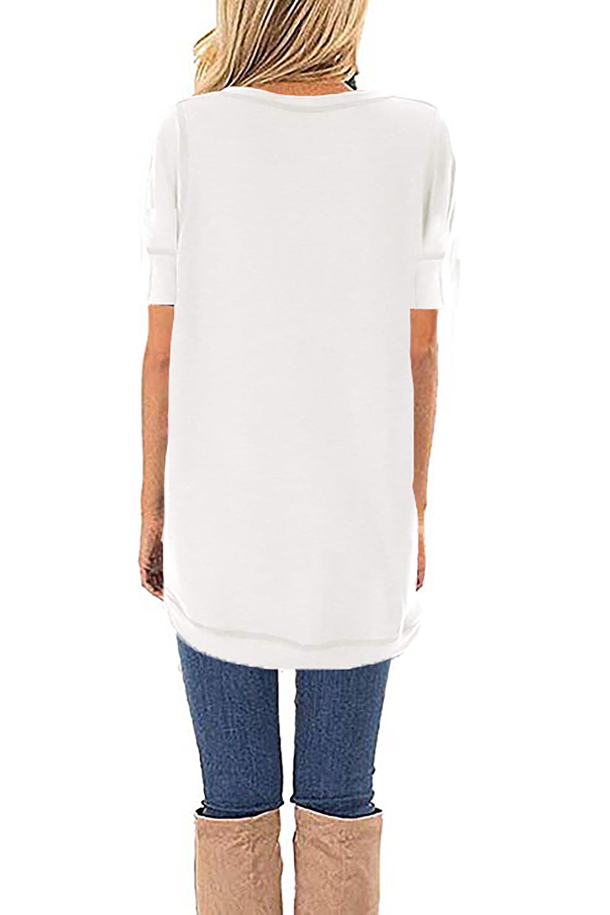 Summer Short Sleeve T-Shirts for Women Fashion Trendy Loose Cute Tunic Casual Crew Neck Tops White Blouse Size L
