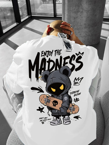 Hot Selling Fashionable Men'S Cartoon Letter Printed Comfortable and Breathable round Neck T-Shirt Outdoor Street Style Top