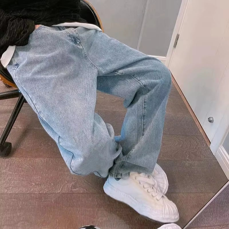 Prints Jeans Men 2023 New Streetwear Baggy Wide Leg Jeans Korean Fashion Drapes Straight Casual Loose Denim Cargo Pants