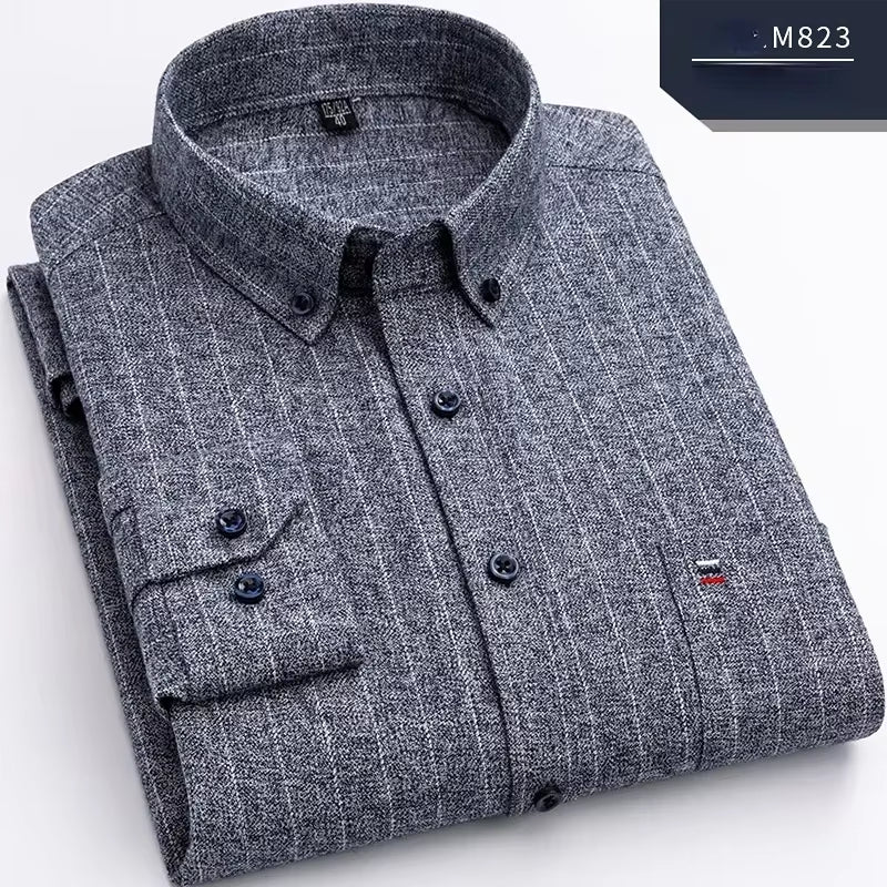 Pure Cotton Men'S Plaid Shirt Long Sleeve Regular Fit Men Casual Oversized Shirt Leisure Autumn Male Clothes New plus Size