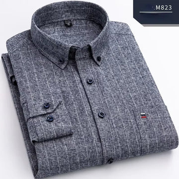 Pure Cotton Men'S Plaid Shirt Long Sleeve Regular Fit Men Casual Oversized Shirt Leisure Autumn Male Clothes New plus Size